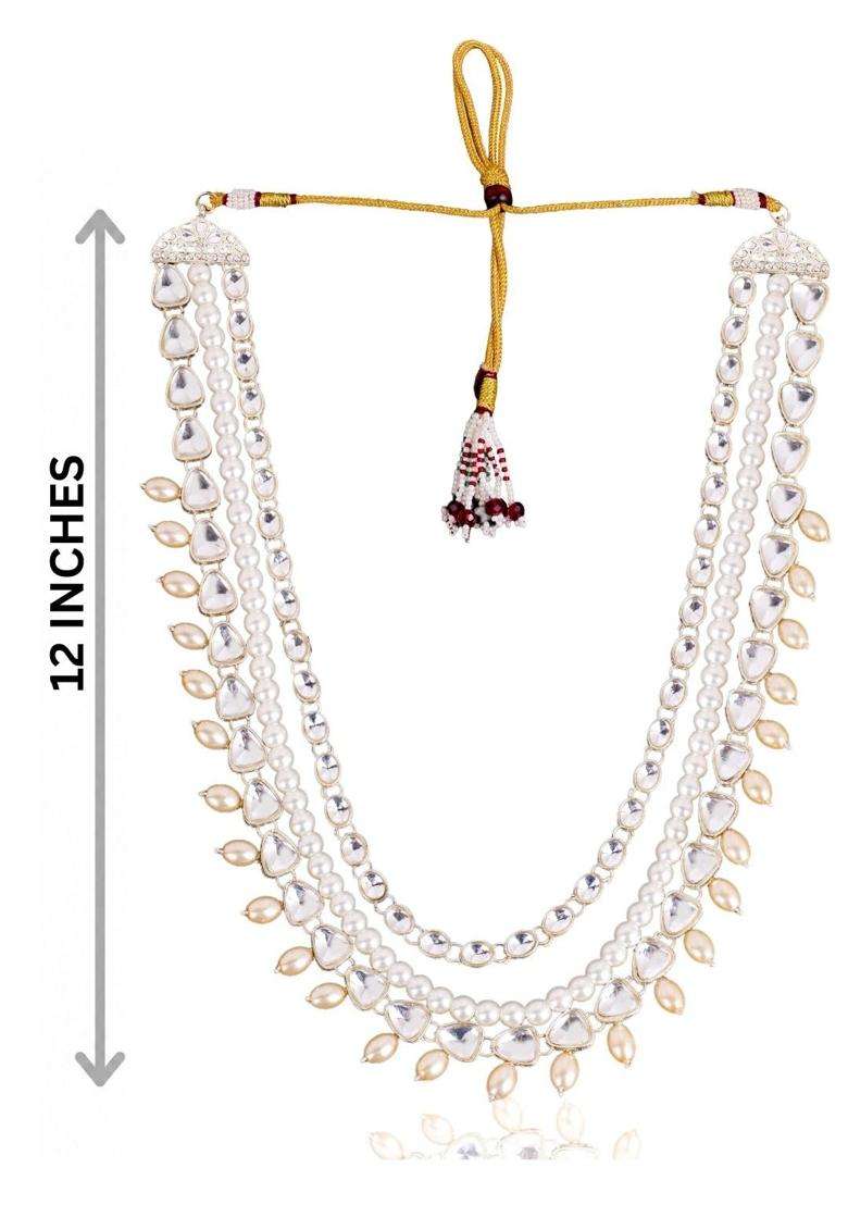 Jiyanshi Fashion Mens Royal Kundan and Pearl Dulha Mala for Sherwani - Indya