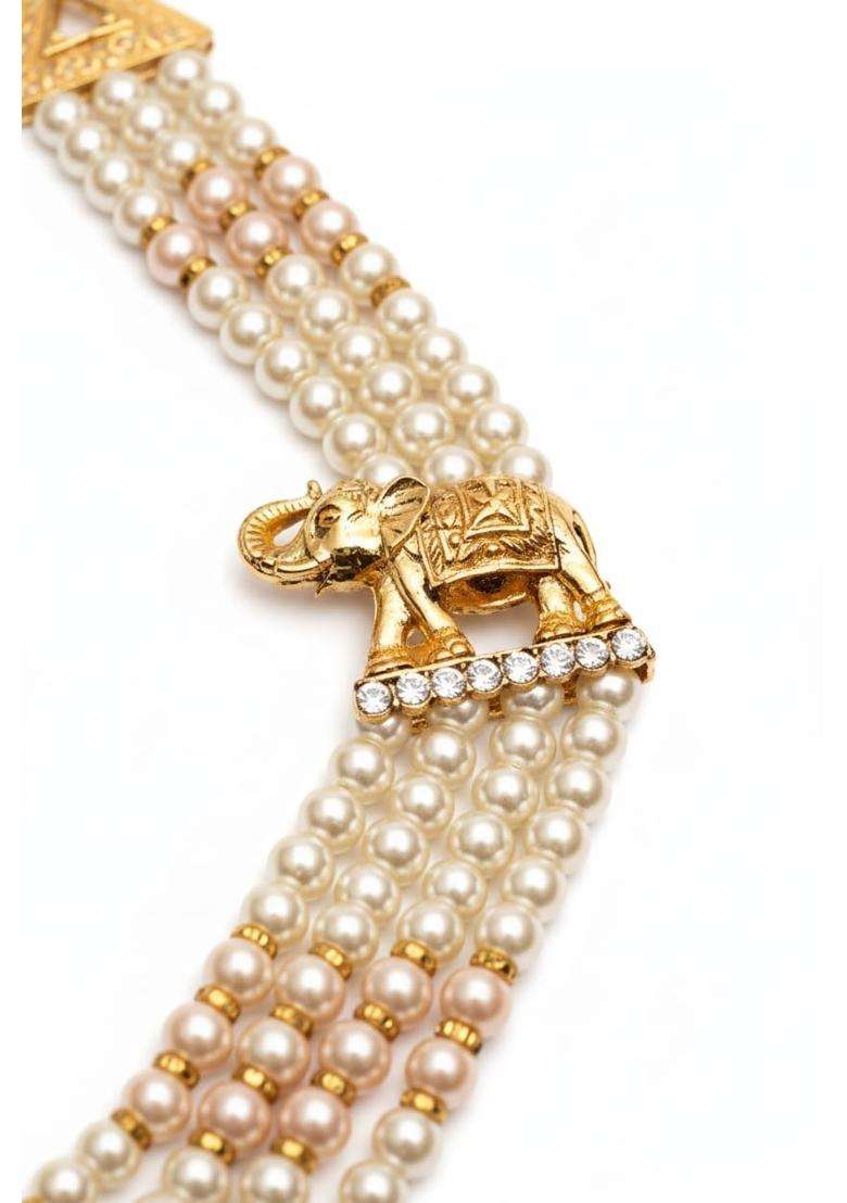 Sundar Vibes Dulha Mala for Men Wedding Pearl Mala with Elephant Design Groom Necklace - Indya