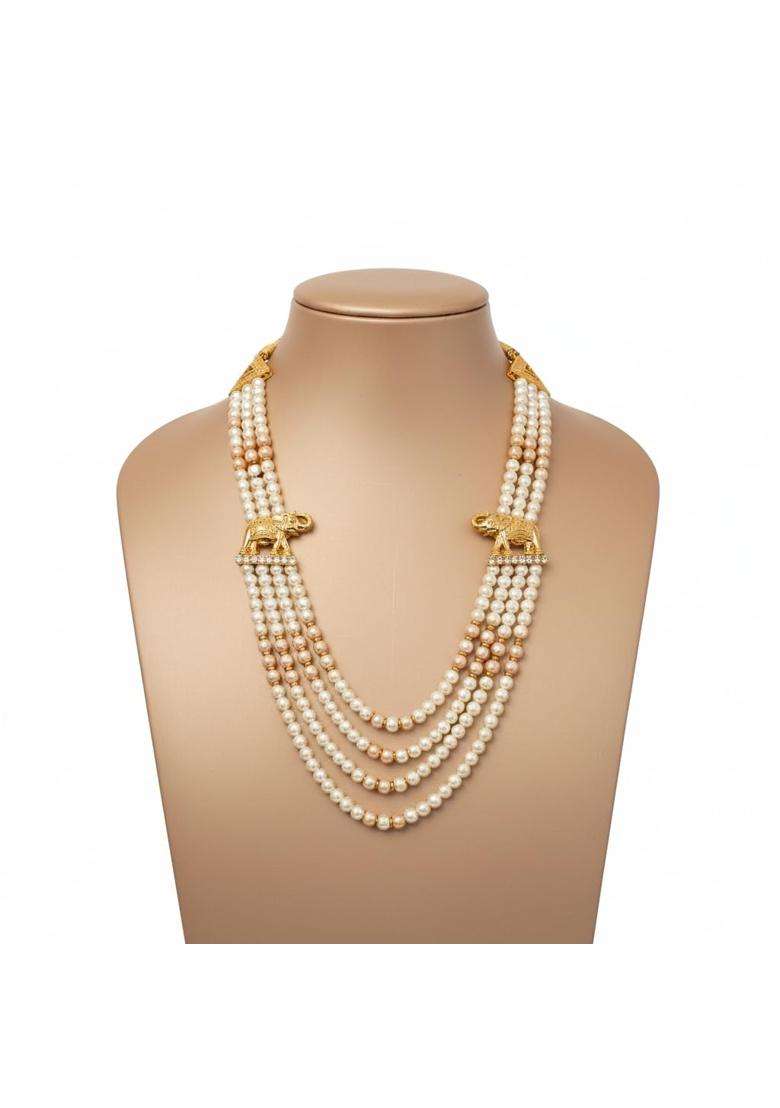 Sundar Vibes Dulha Mala for Men Wedding Pearl Mala with Elephant Design Groom Necklace - Indya