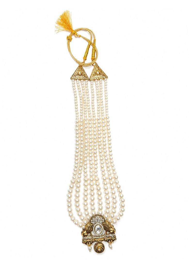 Sundar Vibes Dulha Mala for Men Wedding Pearl Mala with Designer Pendant Groom Necklace - Indya