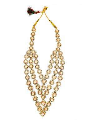 Sundar Vibes Groom Necklace for Men Wedding Kundan Mala Peach Stone Dulha Haar