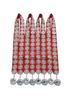 Moh and Maya Barati Mala with Silver Jalebi Latkan Cotton Wedding Swagat Dupatta for Sherwani Mala Necklace