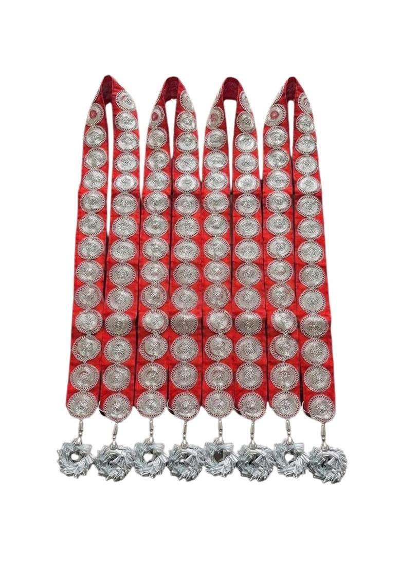 Moh and Maya Barati Mala with Silver Jalebi Latkan Cotton Wedding Swagat Dupatta for Sherwani Mala Necklace - Indya