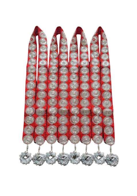 Moh and Maya Barati Mala with Silver Jalebi Latkan Cotton Wedding Swagat Dupatta for Sherwani Mala Necklace