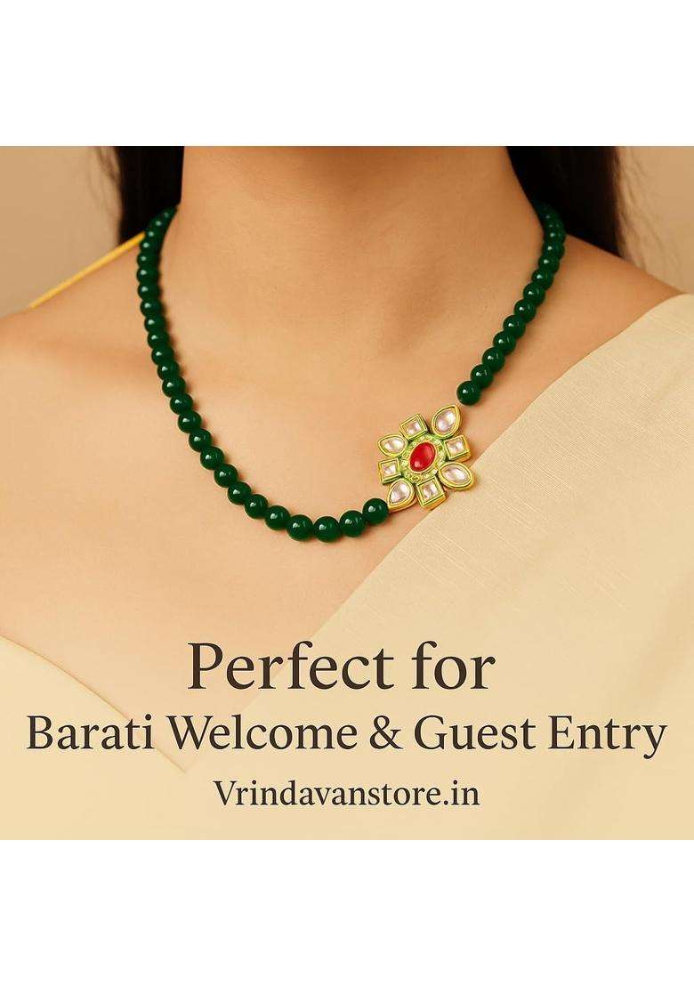 Vrindavanstore Swagat Malas for Baratis Premium Green Beads Welcome for Wedding Guests Pack of 25 - Indya