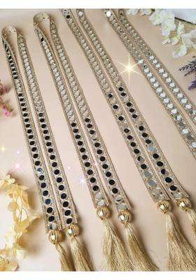 Moh and Maya Baarat Swagat Decorative Gold Velvet Mala for Wedding and Guests Lace Trim with Gold Leaf Pattern
