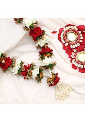 Vedic Vaani Shubh Vivah Red White Rose Jaimala Vadhu Var Mala for Groom and Bride 2 Piece