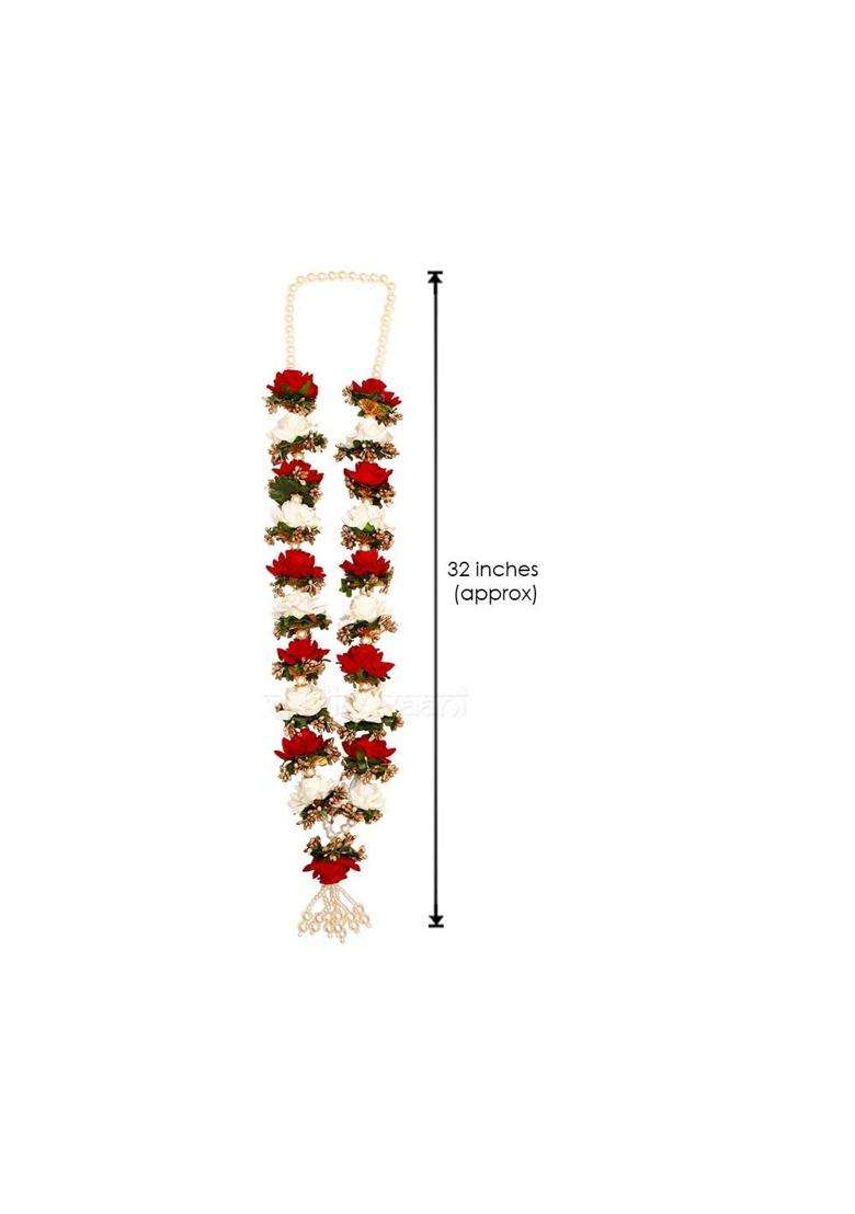 Vedic Vaani Shubh Vivah Red White Rose Jaimala Vadhu Var Mala for Groom and Bride 2 Piece - Indya