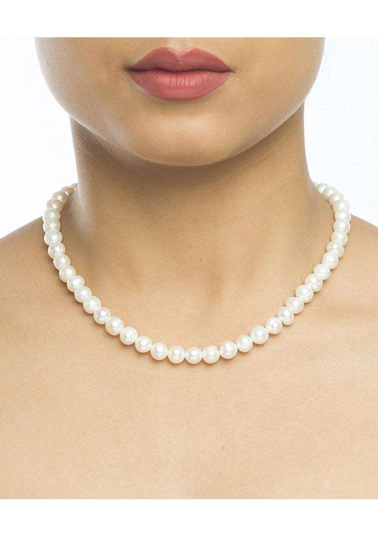 Certified Gems White Pearl Mala Sacha Moti Mala with Fresh Water Pearl Beads for Men and Woman - Indya