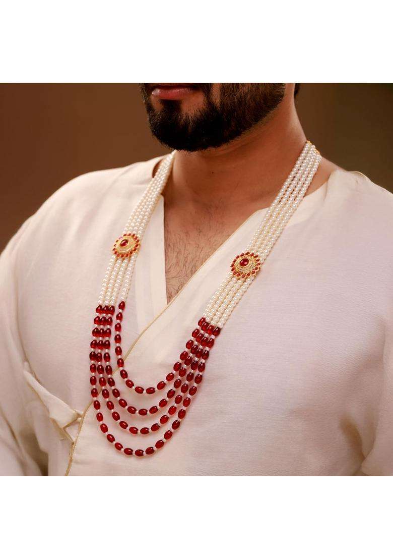 Voylla Gold Kings of Rajasthan Rajaro Mala Necklace for Men Wedding Dulha Groom Traditional Ethnic Royal - Indya