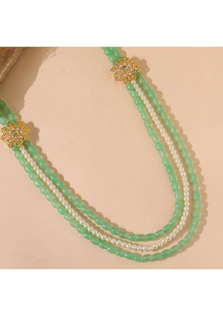 Voylla Gold Kings of Rajasthan Vajrasen Mala Necklace for Men Wedding Dulha Groom Traditional Ethnic Royal - Indya