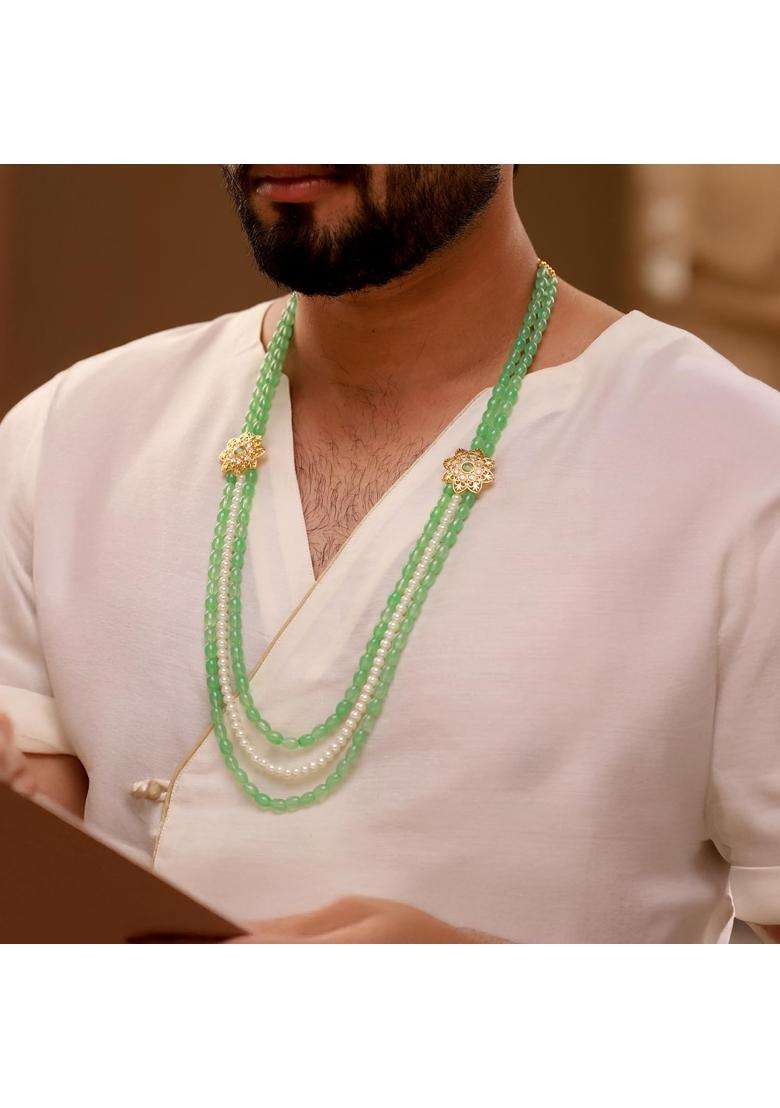 Voylla Gold Kings of Rajasthan Vajrasen Mala Necklace for Men Wedding Dulha Groom Traditional Ethnic Royal - Indya