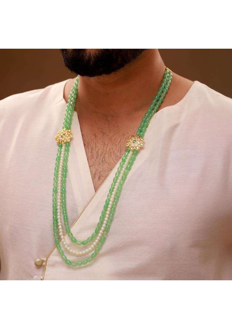 Voylla Gold Kings of Rajasthan Vajrasen Mala Necklace for Men Wedding Dulha Groom Traditional Ethnic Royal - Indya