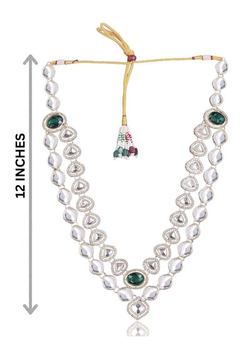 Jiyanshi Fashion Green Mens Kundan Necklace for Groom Traditional Ethnic Wedding Necklace - Indya
