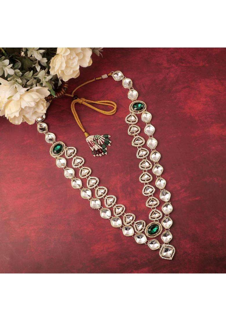 Jiyanshi Fashion Green Mens Kundan Necklace for Groom Traditional Ethnic Wedding Necklace - Indya