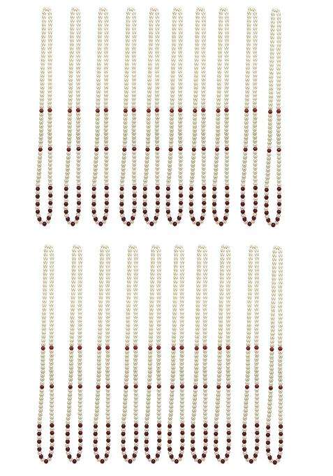 Raadhe Creation Swagat Mala Single Layered Traditional Gold Plated Dulha Moti Mala with Beads Maharaja Haar
