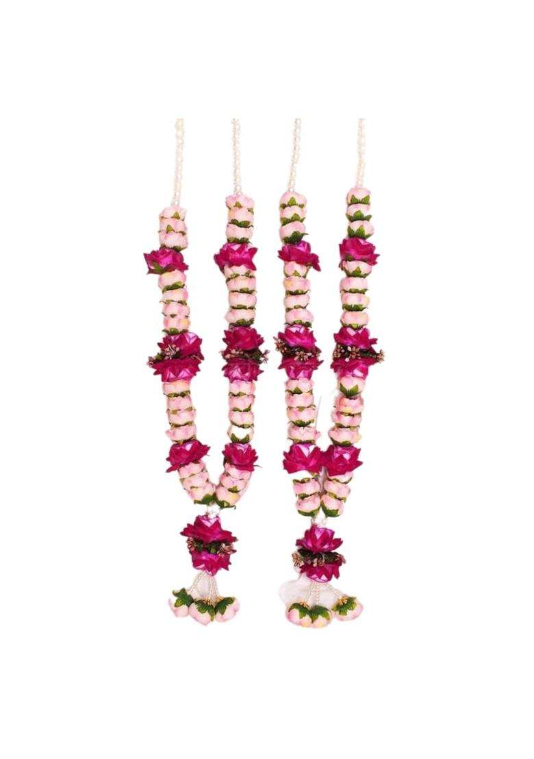 IGH Pink India Gift Hub Handmade Shubh Vivah Artificial Flowers Mala Gift for Groom Bridal Pack of 2 - Indya