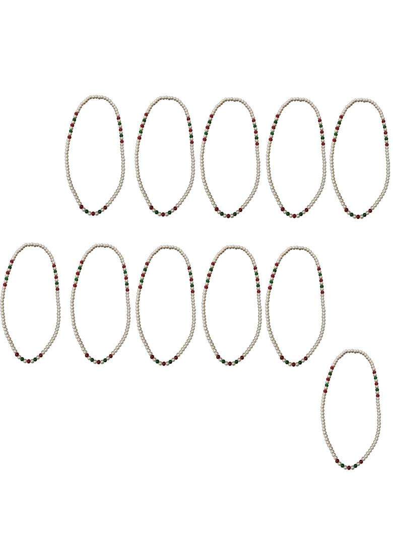 Manbhar GEMS Pearl Necklace Swagat Mala Single Layered 8MM 26 Inch Traditional Dulha Moti Mala with Beads - Indya