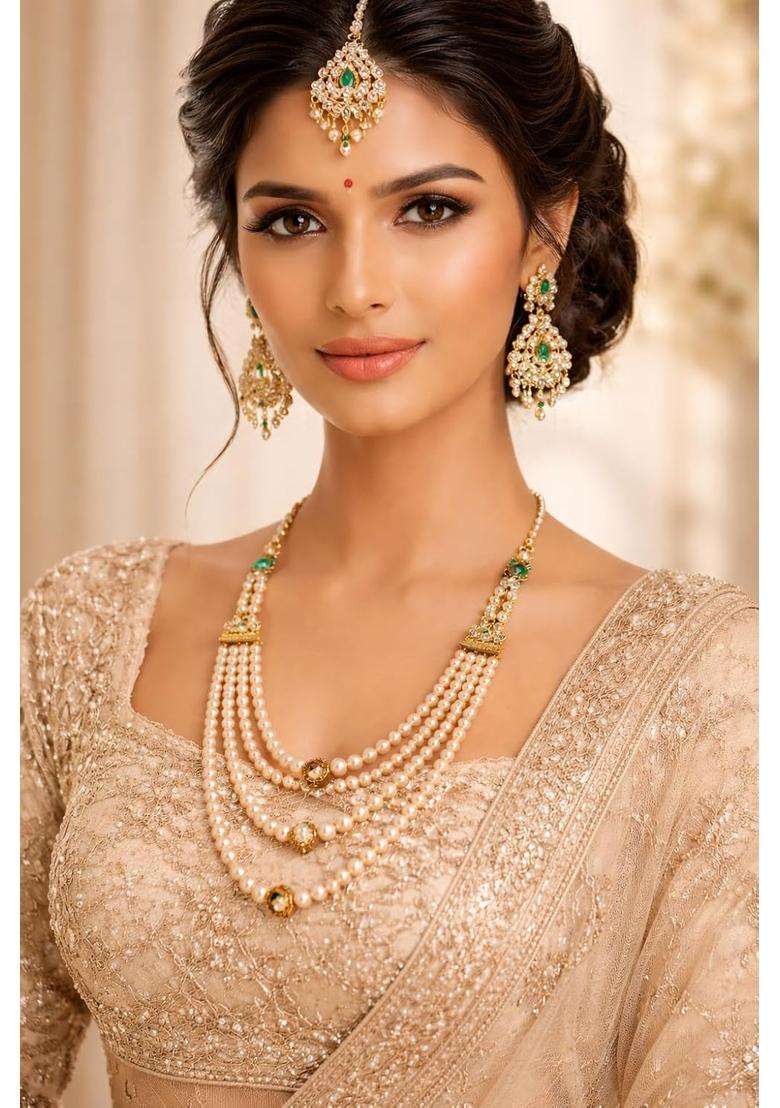 Golden Treasure Traditional Gold Plated Shell Pearl Mala for Men - Indya