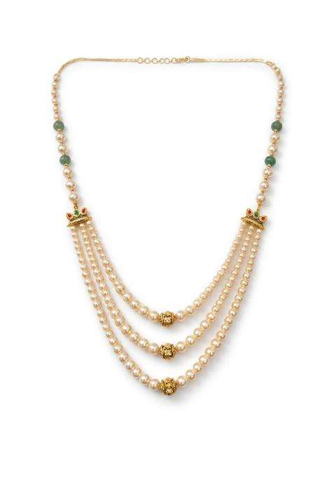 Golden Treasure Traditional Gold Plated Shell Pearl Mala for Men