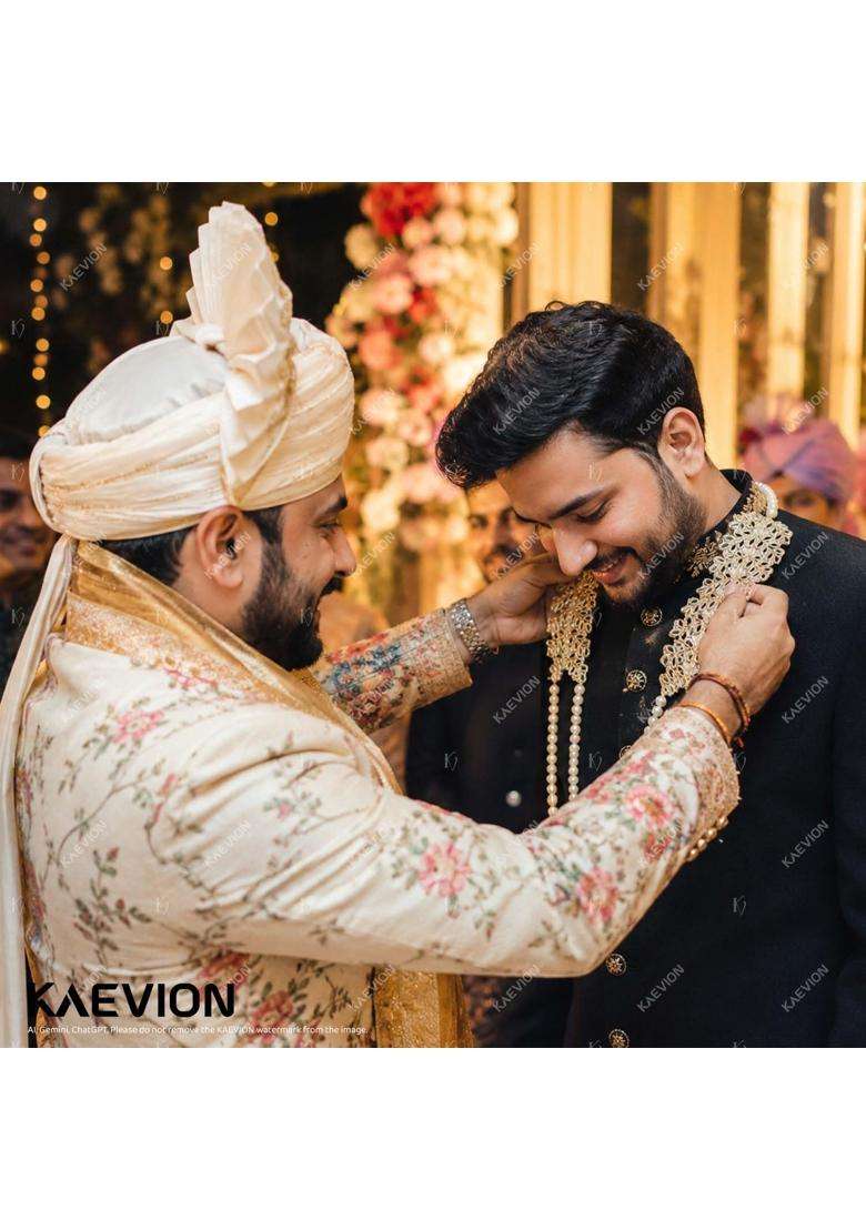 Kaevion Pearl Beaded Decorative Mala with Mirror Leaf Design Elegant Wedding Garland for Stage Pack of 6 - Indya