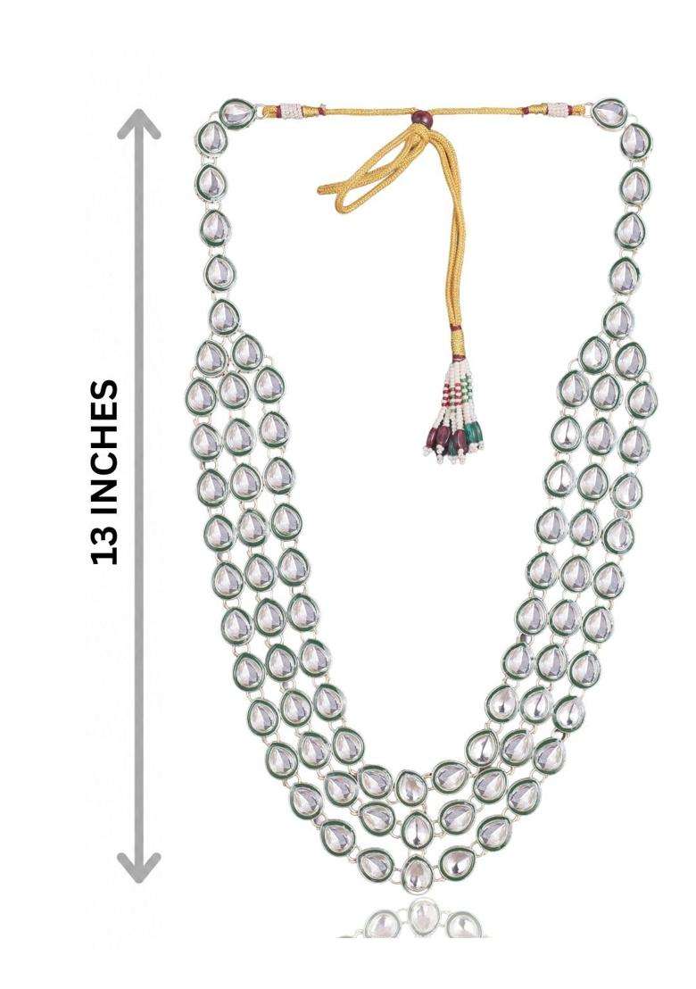 Jiyanshi Fashion Kundan Necklace for Men Traditional Indian Kundan Mala - Indya