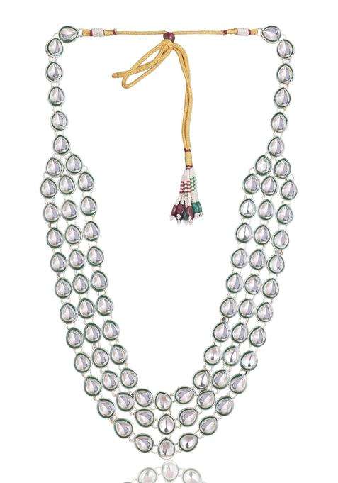 Jiyanshi Fashion Kundan Necklace for Men Traditional Indian Kundan Mala