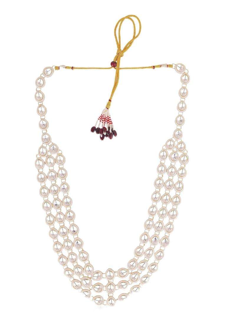 Jiyanshi Fashion White Kundan Necklace for Men Traditional Necklace for Men - Indya