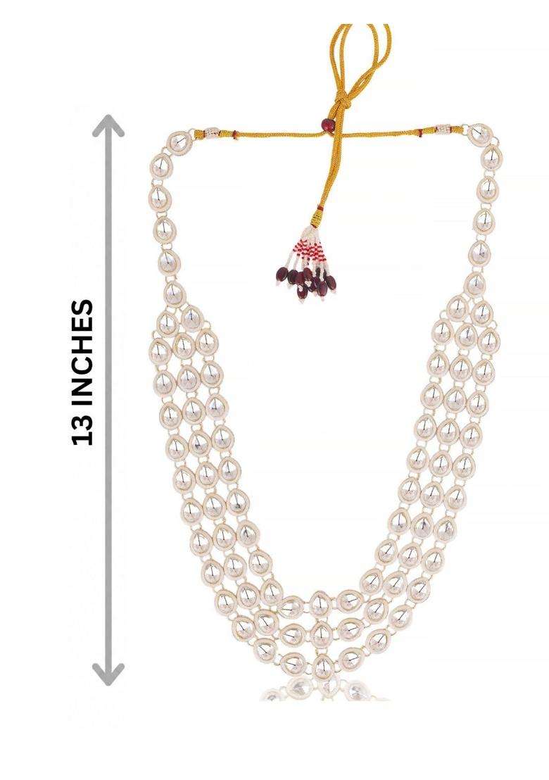 Jiyanshi Fashion White Kundan Necklace for Men Traditional Necklace for Men - Indya