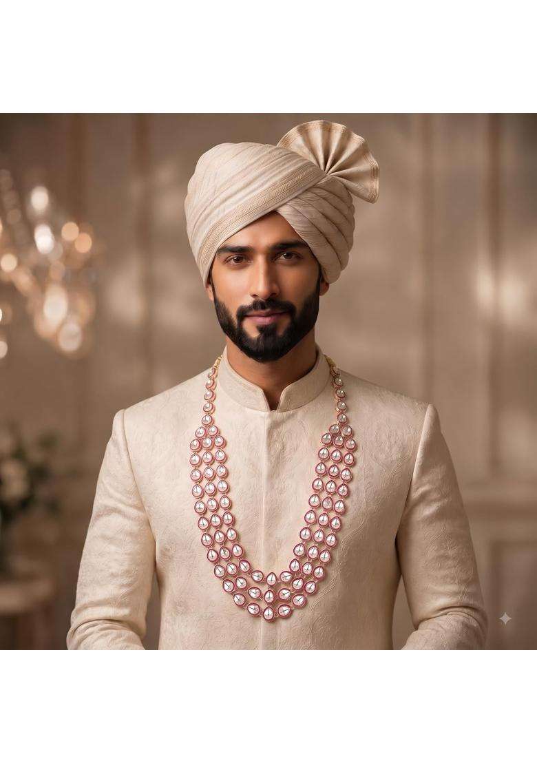 Jiyanshi Fashion Kundan Necklace for Men Traditional Indian Kundan Necklace - Indya