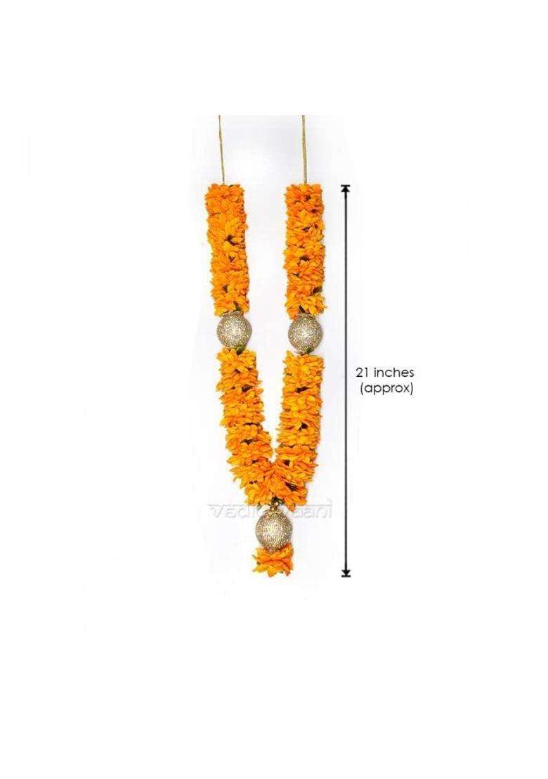 Vedic Vaani Soft Velvet Wedding Vadhu Var Mala Garland for Bride and Groom 1 Piece Orange - Indya