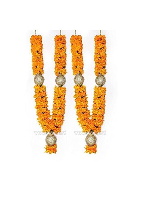 Vedic Vaani Soft Velvet Wedding Vadhu Var Mala Garland for Bride and Groom 1 Piece Orange