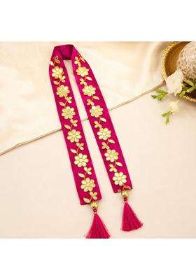 Moh and Maya Wedding Welcome Mala for Guests Maroon Velvet Gotta Patti 45 Inch Barati Swagat Dupatta for Groom
