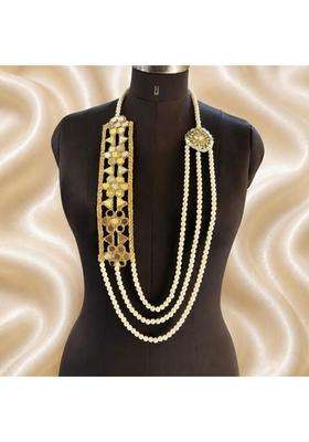 Golden MK Craft Creation Premium Pearl and Mirror Swagat Maala Patka for Groom Pack of 10