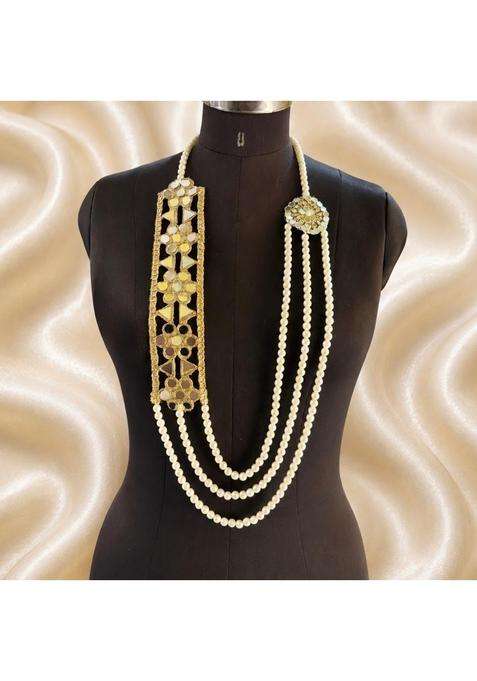 Golden MK Craft Creation Premium Pearl and Mirror Swagat Maala Patka for Groom Pack of 10