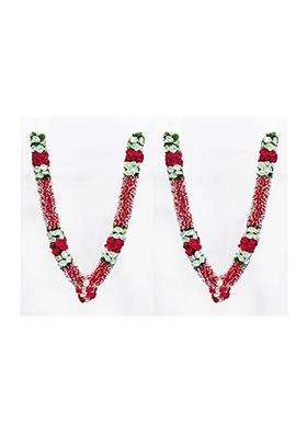 Daedal Crafters Premium Pink and White Artificial Garland Pair for Pooja Mandir Decoration