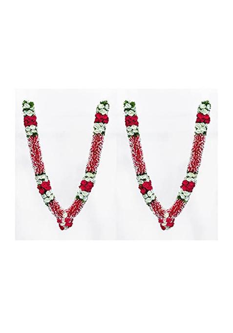Daedal Crafters Premium Pink and White Artificial Garland Pair for Pooja Mandir Decoration