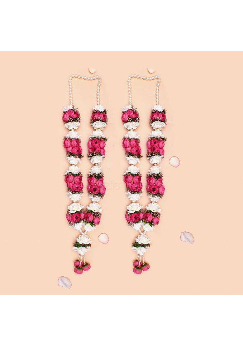 Vedic Vaani Wedding Vadhu VAR Garland Mala for Bride and Groom Pink Set of 2 - Indya
