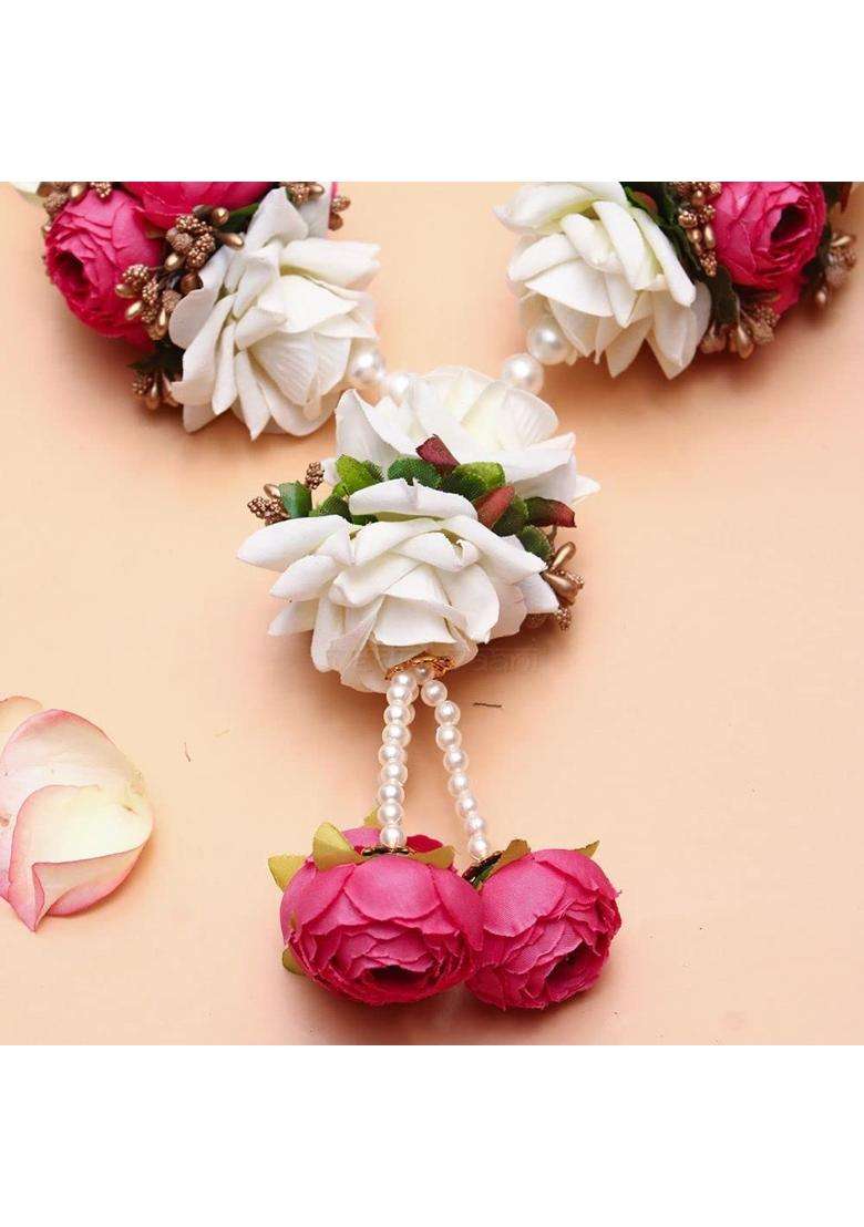 Vedic Vaani Wedding Vadhu VAR Garland Mala for Bride and Groom Pink Set of 2 - Indya