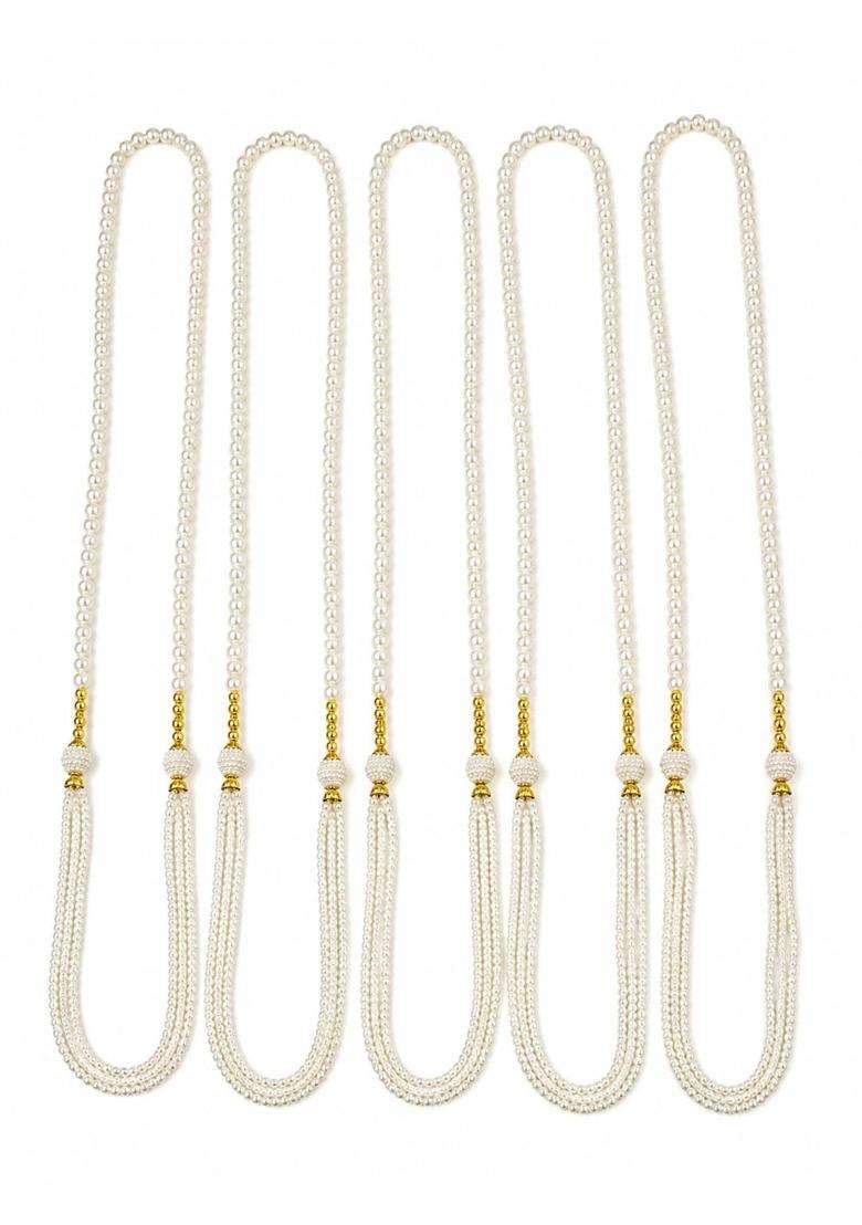 White Milni Mala for Baraatis Wedding Welcome Garland - Indya