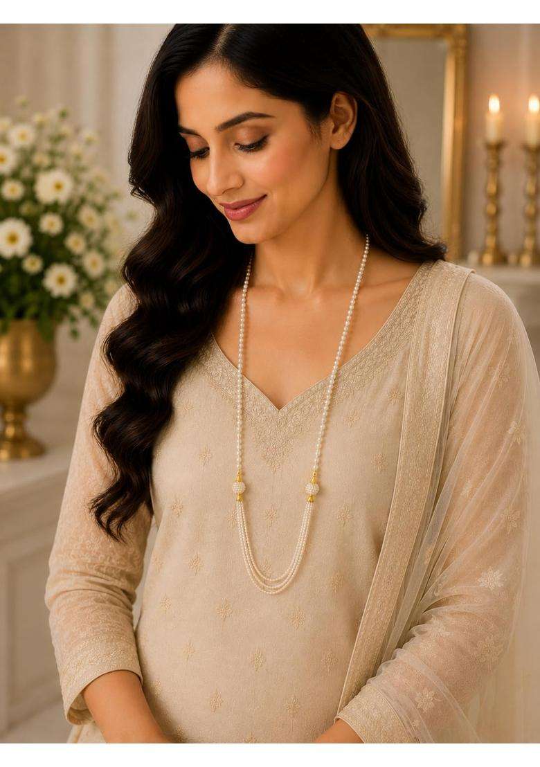 White Milni Mala for Baraatis Wedding Welcome Garland - Indya