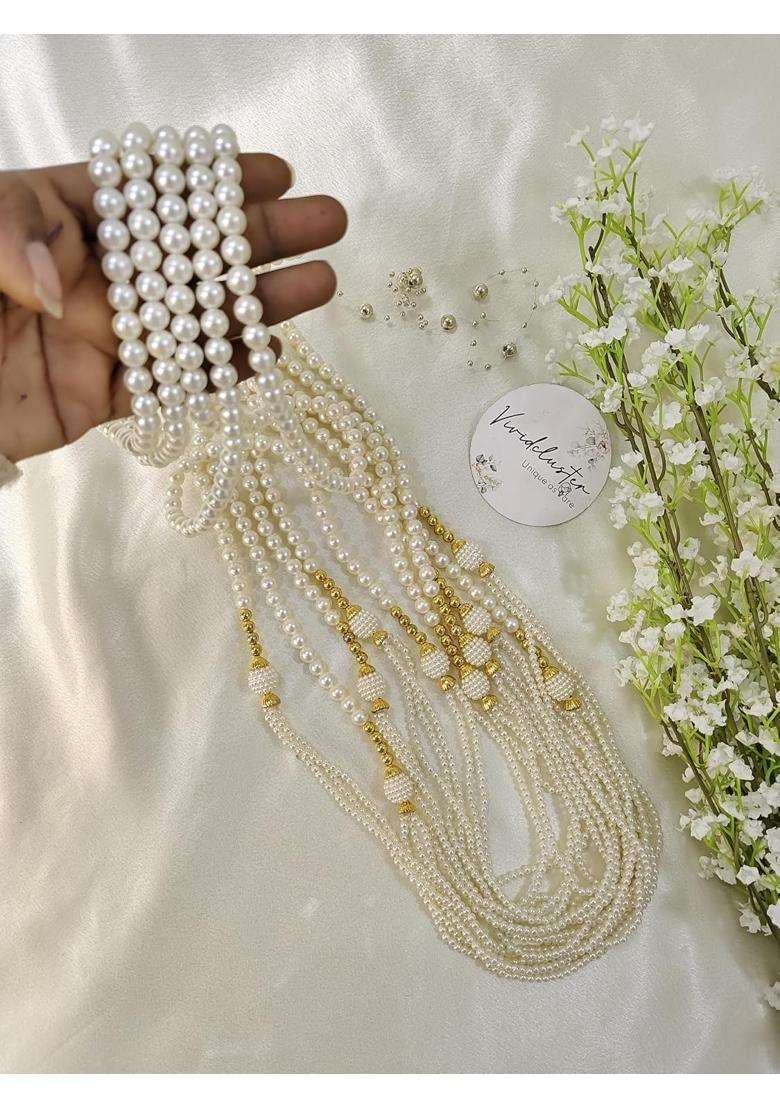 White Milni Mala for Baraatis Wedding Welcome Garland - Indya