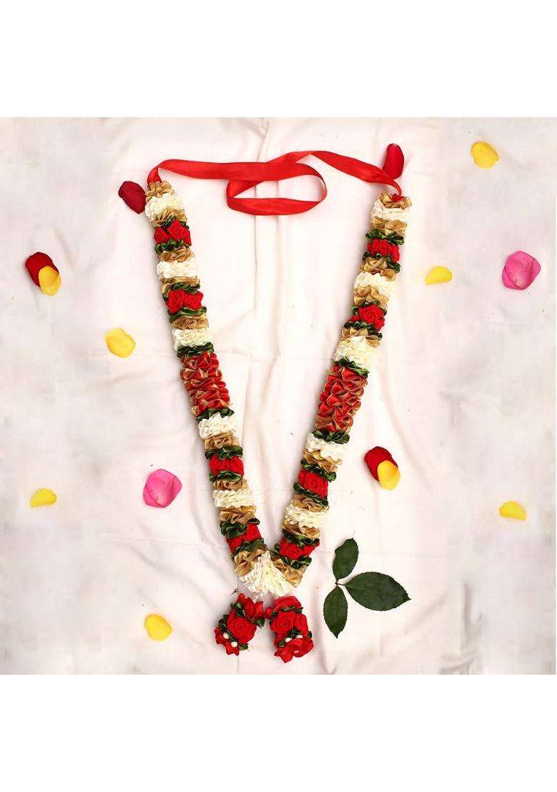 Vedic Vaani a Pair of Artificial Wedding Garland for Bride and Groom Varmala Multipurpose Use Set of Two Red - Indya