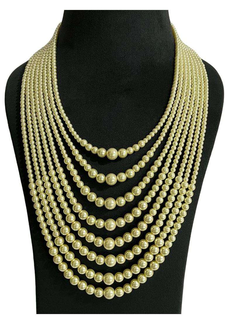 Multi Layered Pearl Beaded Statement Groom Bridal Wedding Stunning Long Necklace Mala for Women Gift for Her - Indya