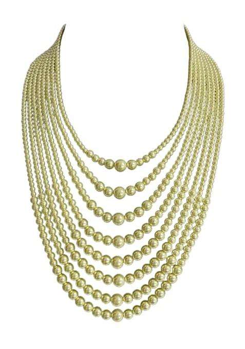Multi Layered Pearl Beaded Statement Groom Bridal Wedding Stunning Long Necklace Mala for Women Gift for Her
