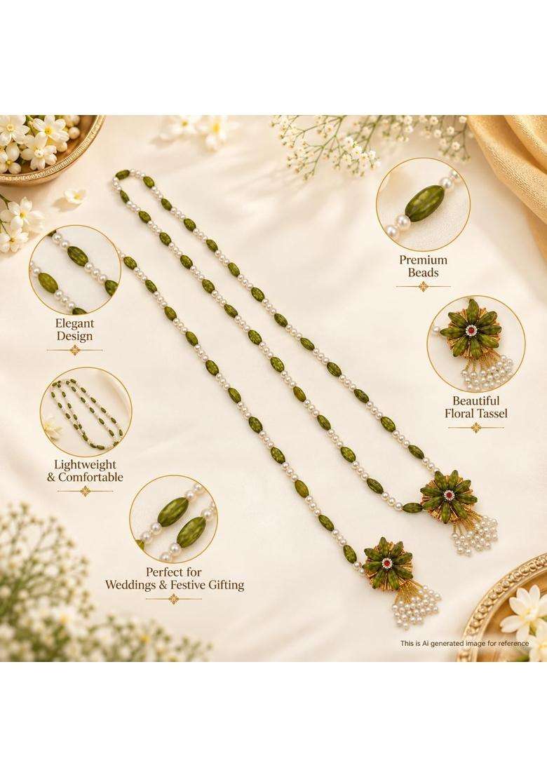 Green Artificial Wedding Garland Elaichi Mala Indian Wedding Mala 50 CM 10 - Indya