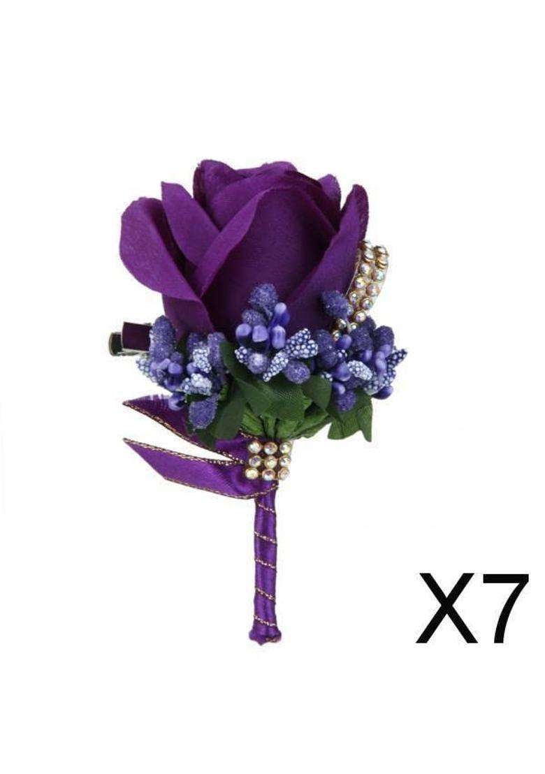 Enakshi 7Xwedding Bridal Groom Men Tuxedo Crystal Rose Brooch Pin Silk Flower Corsage 4 - Indya