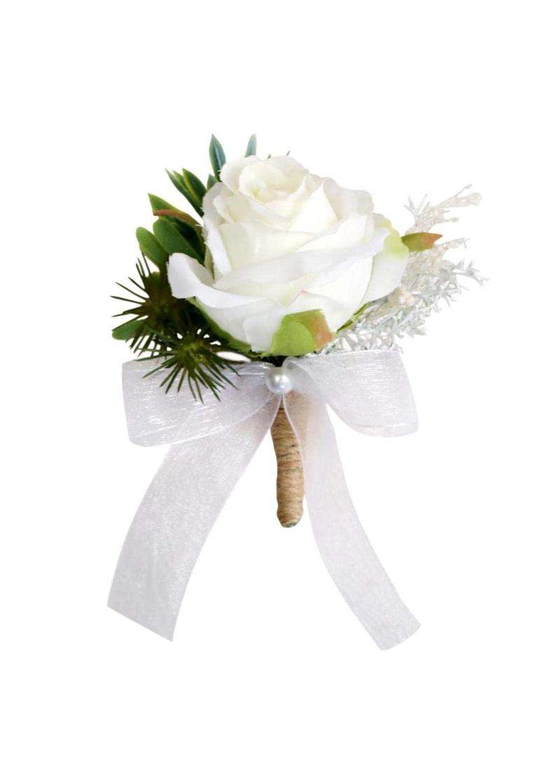 Enakshi 8Xfake Fabric Flower Brooch Corsage Pin for Wedding Bridal Groom Women Men - Indya