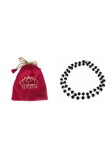 Dharmsaar Original Shaligram Mala with Silver Cap Shaligram Shila Gandaki River Stone Japa Mala for Puja
