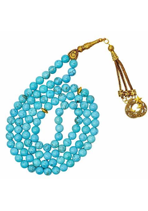Certified Crystal Tasbeeh with Moon and Star Charm Natural Gemstone Muslim Prayer Beads for Dhikr Namaz
